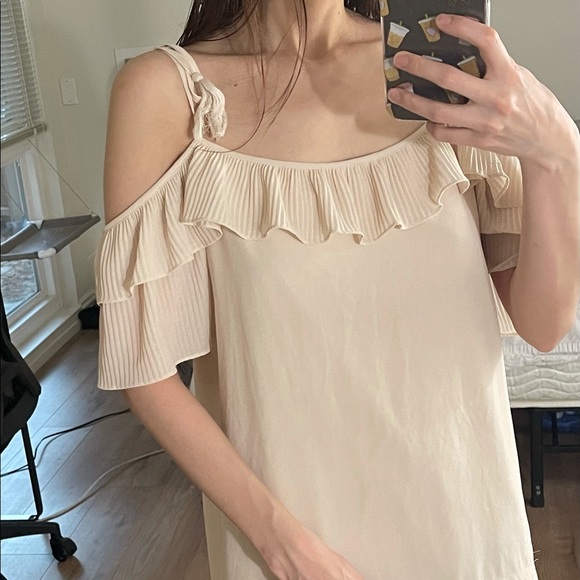 Blush Off-Shoulder Ruffle Shift Dress - Picture 3 of 6